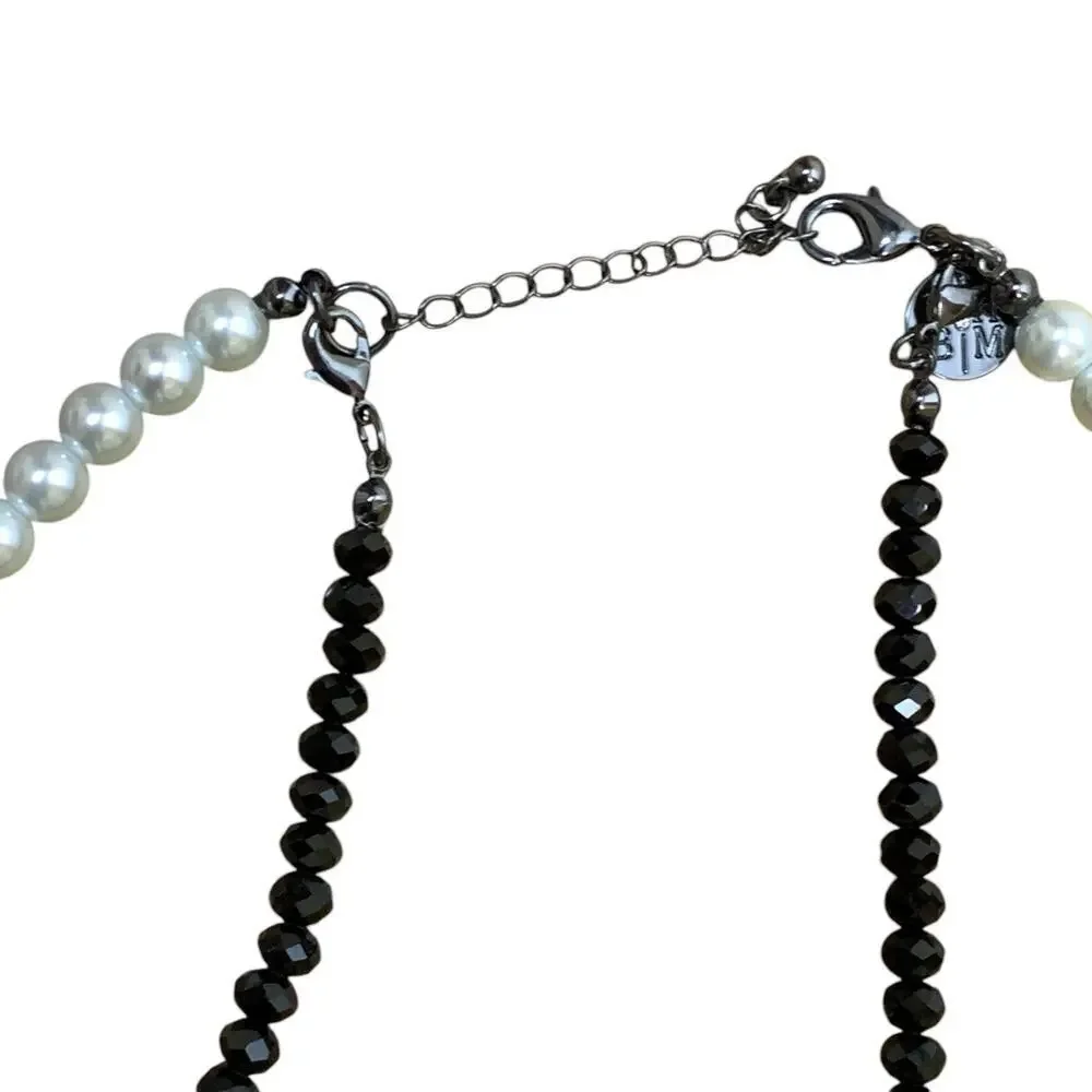 WHBM Pearl Black Glass Double Strand Necklace